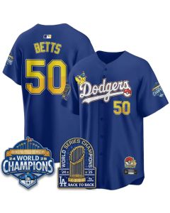 Men's Los Angeles Dodgers #50 Mookie Betts Royal LAD x PKM 2026 Baseball Jersey (Royal)