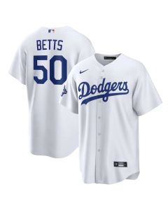 Men's Los Angeles Dodgers #50 Mookie Betts White 2025 World Series Champions Home Replica Jersey (White)