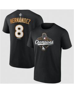 Men's Los Angeles Dodgers #8 Enrique Hernandez Black 2025 World Series Champions Name & Number T-Shirt (Black)