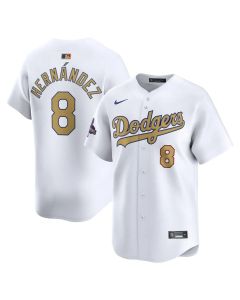 Men's Los Angeles Dodgers #8 Enrique Hernandez White 2025 Gold Collection Limited Jersey (White Gold)