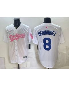 Men's Los Angeles Dodgers #8 Enrique Hernandez White Cool Base Stitched Baseball Jersey (Style 4)