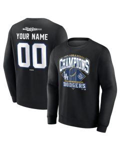 Men's Los Angeles Dodgers Black 2025 World Series Champions Custom Name & Number Fleece Sweatshirt (Black)