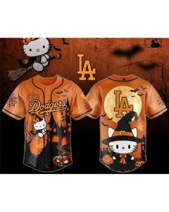 Men's Los Angeles Dodgers Brown 2026 Hello Kitty Halloween Jersey (Brown)