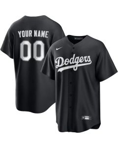 Men's Los Angeles Dodgers Custom Black Lights Out Replica Jersey (Black)
