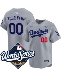 Men's Los Angeles Dodgers Custom Gray 2025 World Series Home Limited Jersey (Gray)