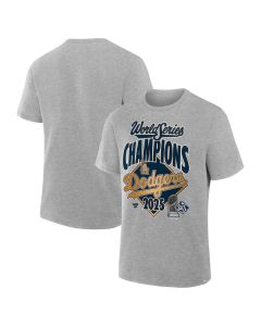 Men's Los Angeles Dodgers Heather Gray 2025 World Series Champions Locker Room Replica T-Shirt (Gray)