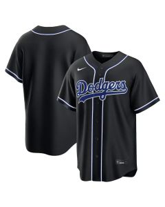 Men's Los Angeles Dodgers Fashion Replica Black Out Jersey (Black)