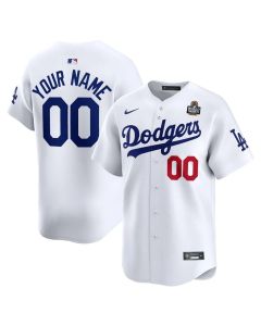 Men's Los Angeles Dodgers White 2024 World Series Home Custom Limited Jersey (2024)