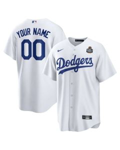 Men's Los Angeles Dodgers White 2024 World Series Home Custom Replica Jersey (2024)