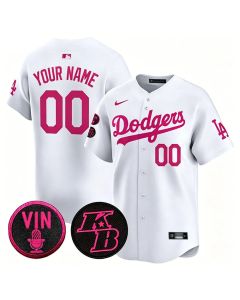Men's Los Angeles Dodgers White 2026 Mother's Day Vapor Premier Limited Stitched Baseball Custom Jersey (White)