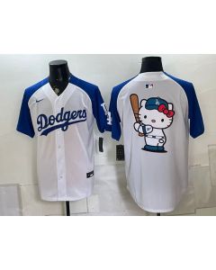 Men's Los Angeles Dodgers White Hello Kitty Stitched Baseball Jersey (Style 3)