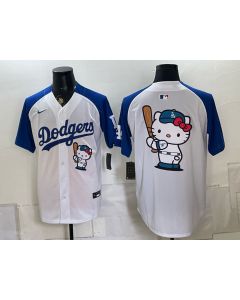 Men's Los Angeles Dodgers White Hello Kitty Stitched Baseball Jersey (Style 4)