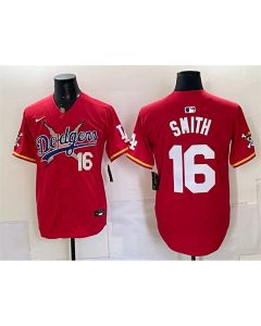 Men's Los Angeles Dodgers x One Piece #16 Will Smith Red Vapor Premier Limited Jersey (Red)