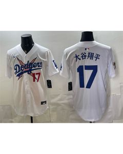 Men's Los Angeles Dodgers x One Piece #17 Shohei Ohtani White Vapor Premier Limited Stitched Baseball Jersey (Style 3)