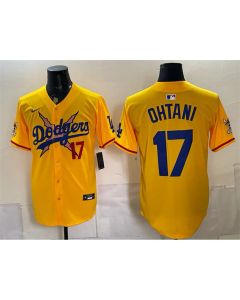 Men's Los Angeles Dodgers x One Piece #17 Shohei Ohtani Yellow Vapor Premier Limited Baseball Jersey (Yellow)
