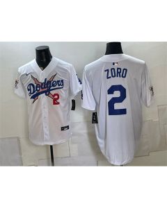Men's Los Angeles Dodgers x One Piece #2 Zoro White Vapor Premier Limited Jersey (White)