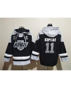 Men's Los Angeles Kings #11 Anze Kopitar Black Ageless Must-Have Lace-Up Pullover Hoodie