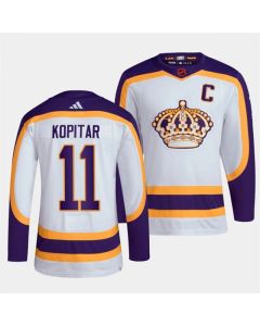 Men's Los Angeles Kings #11 Anze Kopitar White 2022 Reverse Retro Stitched Jersey