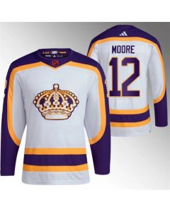 Men's Los Angeles Kings #12 Trevor Moore White 2022 Reverse Retro Stitched Jersey