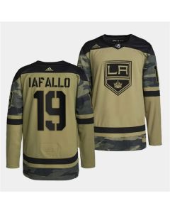 Men's Los Angeles Kings #19 Alex Iafallo 2022 Camo Military Appreciation Night Stitched Jersey