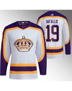 Men's Los Angeles Kings #19 Alex Iafallo White 2022 Reverse Retro Stitched Jersey