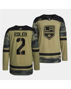 Men's Los Angeles Kings #2 Alexander Edler 2022 Camo Military Appreciation Night Stitched Jersey