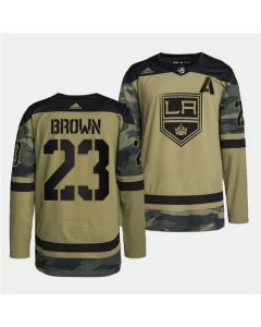 Men's Los Angeles Kings #23 Dustin Brown 2022 Camo Military Appreciation Night Stitched Jersey