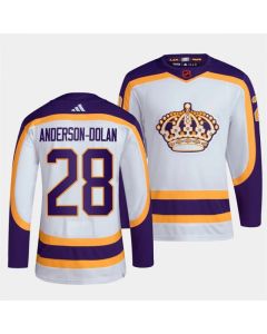 Men's Los Angeles Kings #28 Jaret Anderson-Dolan White 2022 Reverse Retro Stitched Jersey