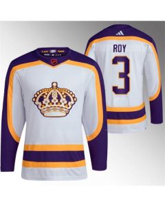 Men's Los Angeles Kings #3 Matt Roy White 2022 Reverse Retro Stitched Jersey