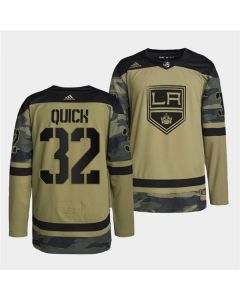 Men's Los Angeles Kings #32 Jonathan Quick 2022 Camo Military Appreciation Night Stitched Jersey