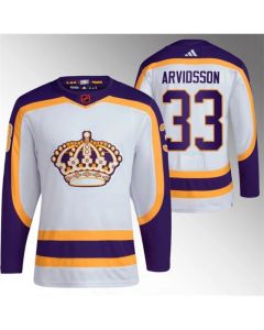 Men's Los Angeles Kings #33 Viktor Arvidsson White 2022 Reverse Retro Stitched Jersey