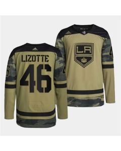 Men's Los Angeles Kings #46 Blake Lizotte 2022 Camo Military Appreciation Night Stitched Jersey