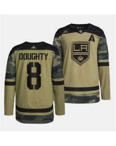 Men's Los Angeles Kings #8 Drew Doughty 2022 Camo Military Appreciation Night Stitched Jersey