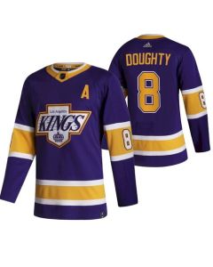 Men's Los Angeles Kings #8 Drew Doughty Purple 2020-21 Reverse Retro Stitched Jersey