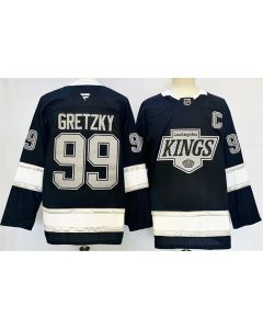 Men's Los Angeles Kings #99 Wayne Gretzky Black 2024-25 Home With C Patch Stitched Hockey Jersey
