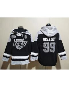 Men's Los Angeles Kings #99 Wayne Gretzky Black Ageless Must-Have Lace-Up Pullover Hoodie