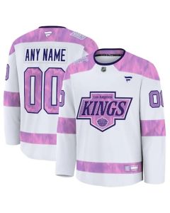 Men's Los Angeles Kings White 2024 Hockey Fights Cancer Practice Custom Jersey