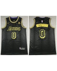 Men's Los Angeles Lakers #0 Russell Westbrook "bibigo" Black Stitched Jersey