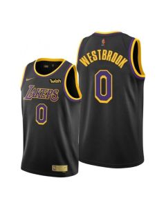 Men's Los Angeles Lakers #0 Russell Westbrook Black/Purple Stitched Basketball Jersey