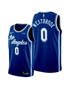 Men's Los Angeles Lakers #0 Russell Westbrook Blue Stitched Basketball Jersey