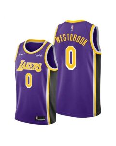 Men's Los Angeles Lakers #0 Russell Westbrook Purple Stitched Basketball Jersey