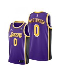 Men's Los Angeles Lakers #0 Russell Westbrook Purple Stitched Jersey