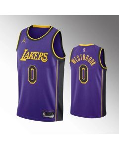 Men's Los Angeles Lakers #0 Russell Westbrook Statement Edition Purple Stitched Basketball Jersey