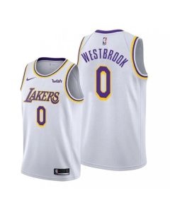 Men's Los Angeles Lakers #0 Russell Westbrook White Stitched Basketball Jersey