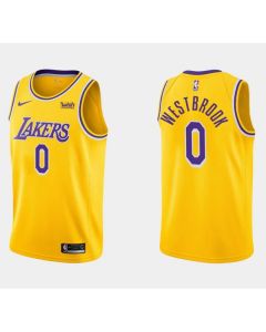 Men's Los Angeles Lakers #0 Russell Westbrook Yellow Stitched Basketball Jersey (Yellow)
