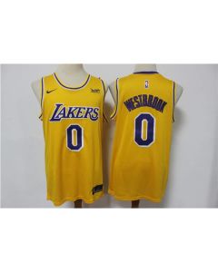 Men's Los Angeles Lakers #0 Russell Westbrook Yellow Stitched Basketball Jersey