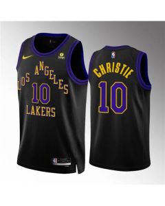 Men's Los Angeles Lakers #10 Max Christie Black 2023/24 City Edition Stitched Basketball Jersey