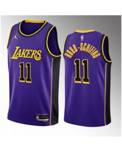 Men's Los Angeles Lakers #11 Jalen Hood-Schifino Purple 2023 Draft Statement Edition Stitched Basketball Jersey