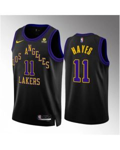 Men's Los Angeles Lakers #11 Jaxson Hayes Black 2023/24 City Edition Stitched Basketball Jersey