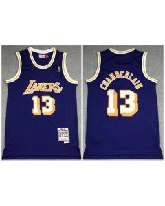 Men's Los Angeles Lakers #13 Wilt Chamberlain Purple Throwback Stitched Jersey